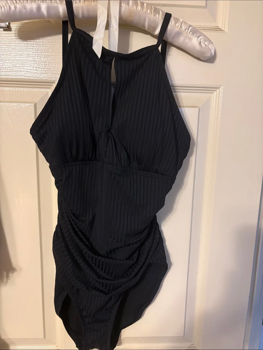 Black Ribbed Girls' One-Piece Swimsuit